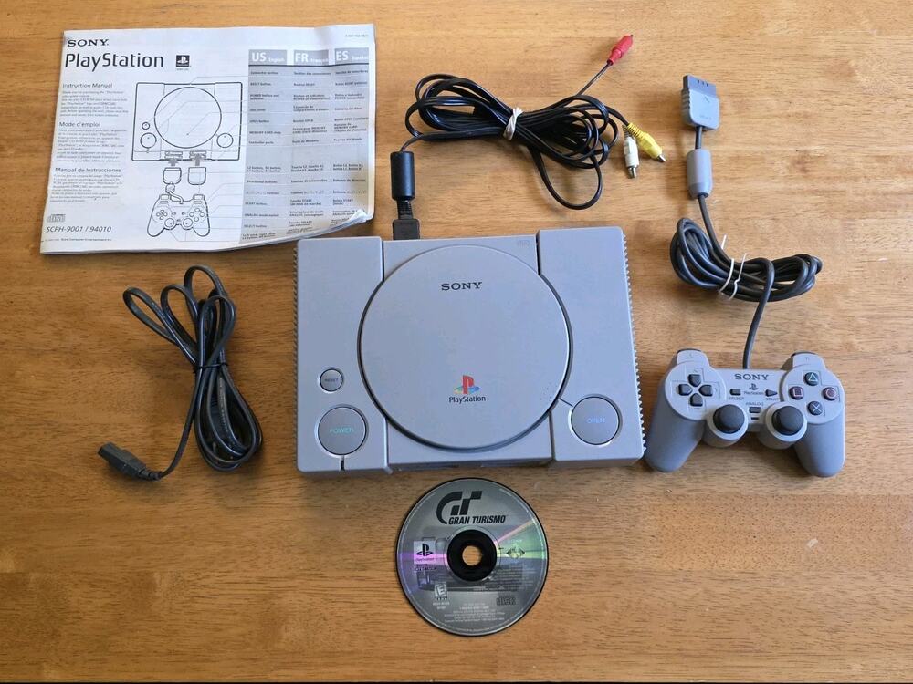 Sony PlayStation One PS1 Console SCPH-9001 Game Controller Bundle Gran Turismo